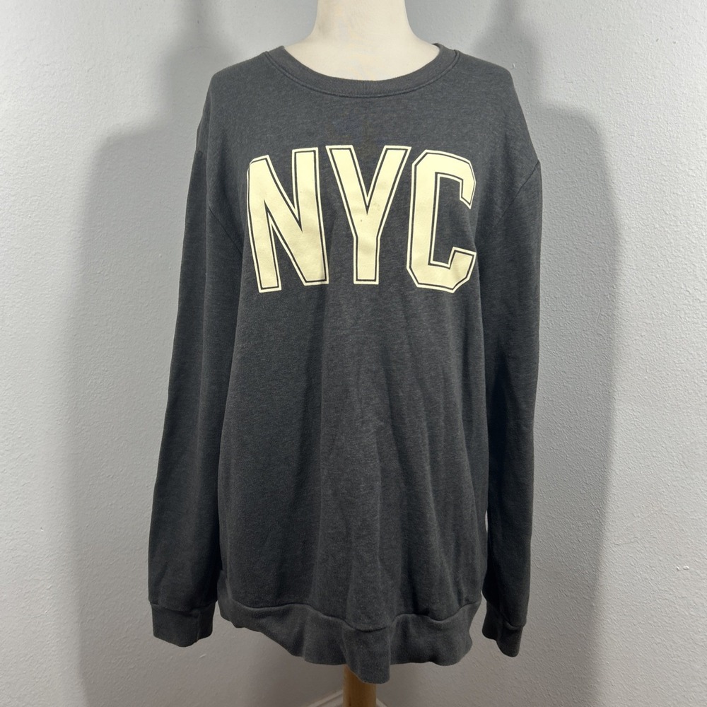 Old Navy Sweatshirt Mens Large Gray NYC‎ Crew Pullover Y2K Preppy